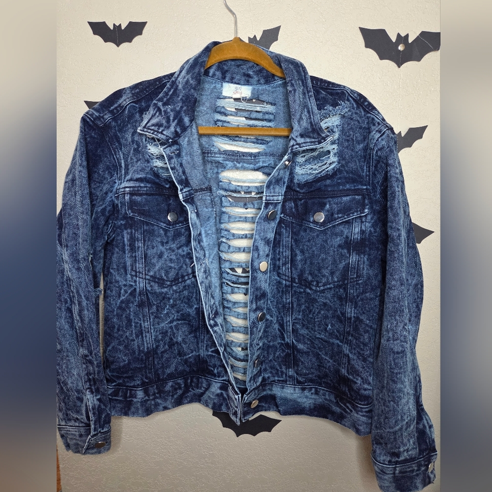 Women's Distressed Blue Jean Jacket